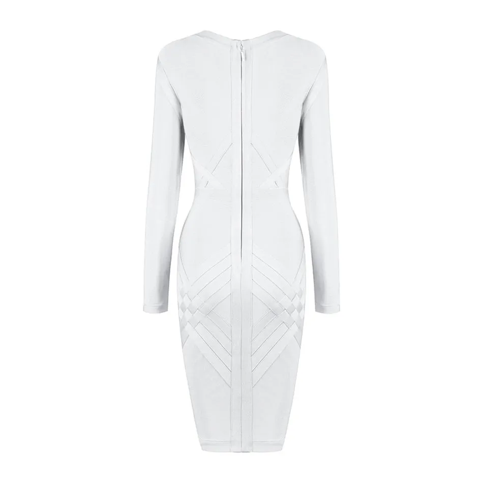 Full Sleeves O Neck Above Knee Mini Back Zipper Bodycon