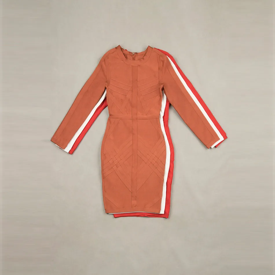 Full Sleeves O Neck Above Knee Mini Back Zipper Bodycon