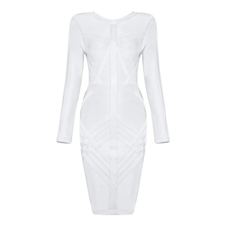 Full Sleeves O Neck Above Knee Mini Back Zipper Bodycon