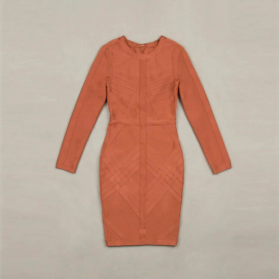 Full Sleeves O Neck Above Knee Mini Back Zipper Bodycon