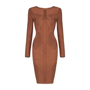 Full Sleeves O Neck Above Knee Mini Back Zipper Bodycon