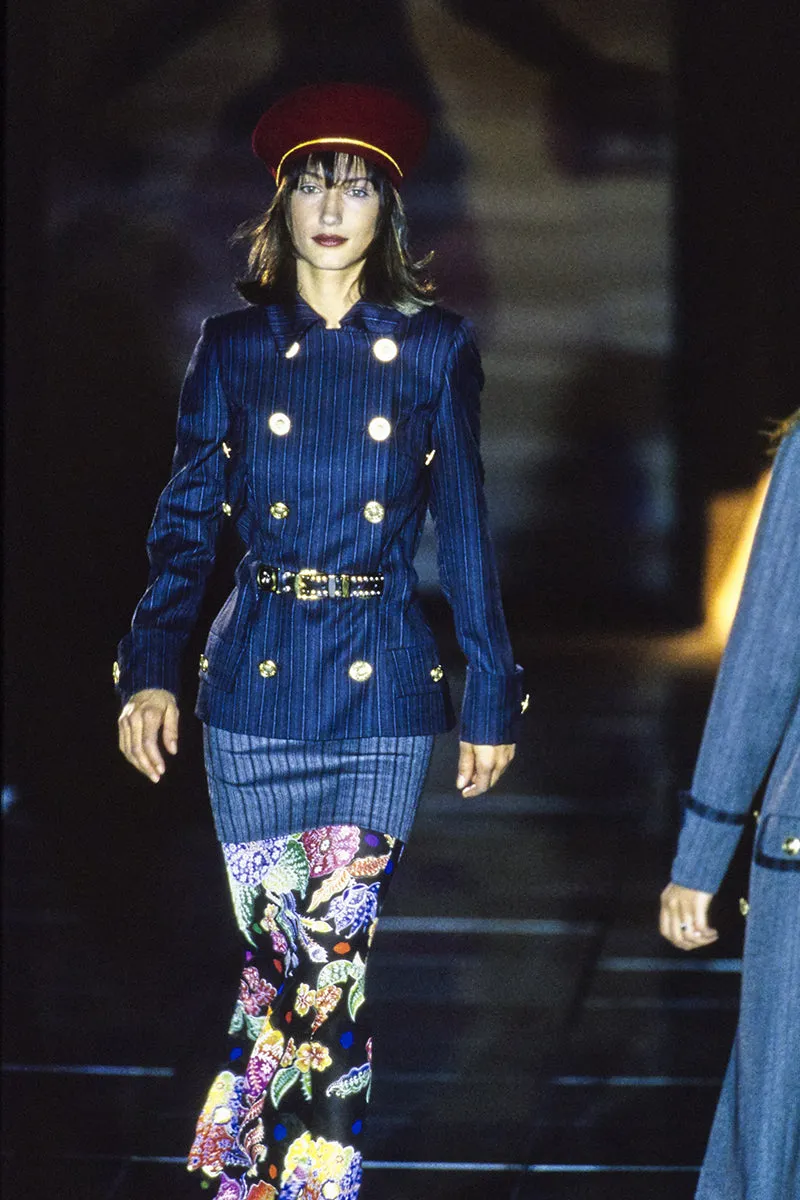 F/W 1993/94 Documented Gianni Versace Couture Black Floral Bodycon Dress
