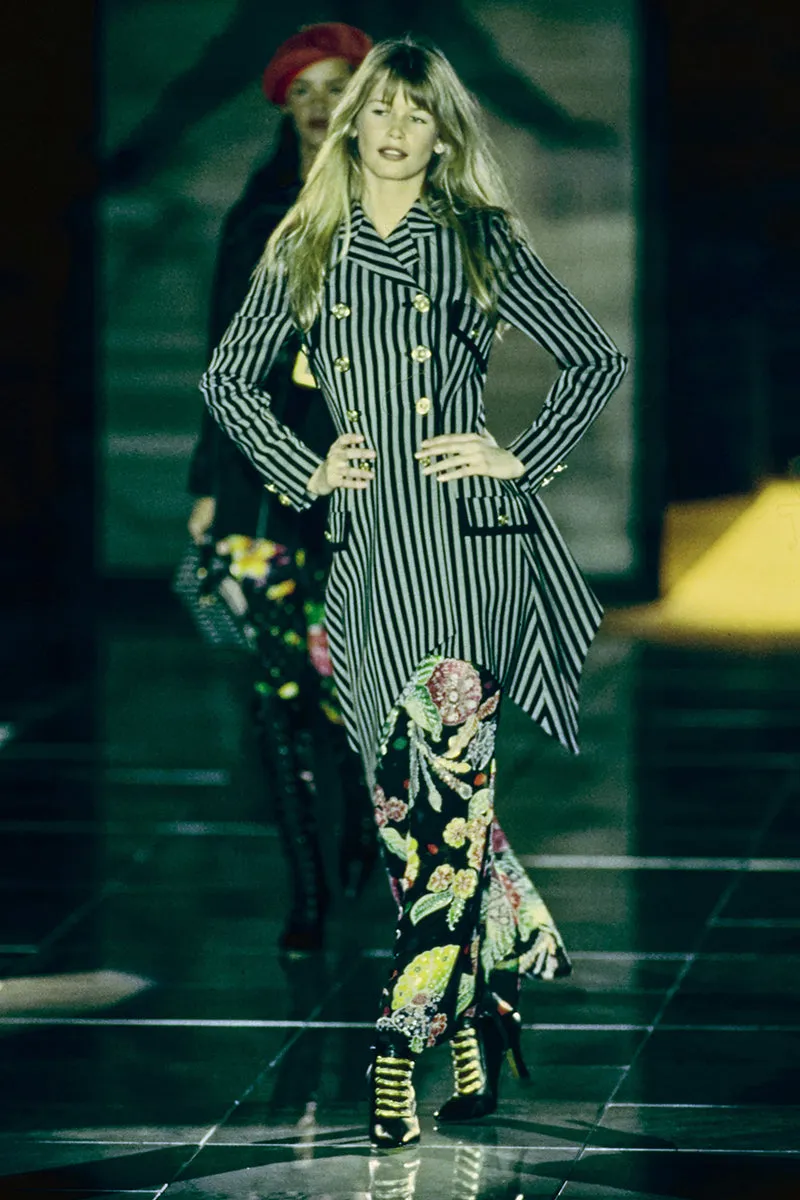 F/W 1993/94 Documented Gianni Versace Couture Black Floral Bodycon Dress