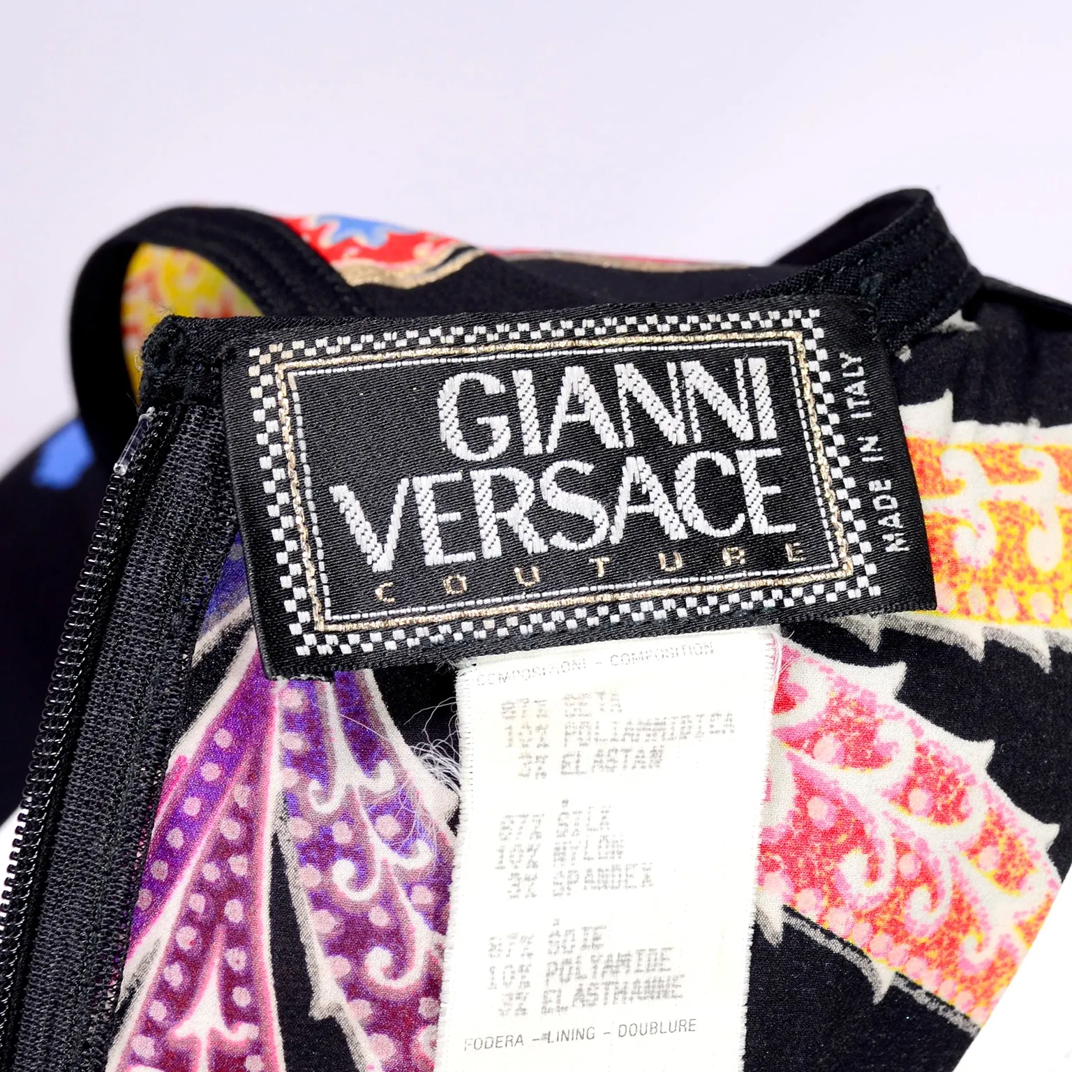 F/W 1993/94 Documented Gianni Versace Couture Black Floral Bodycon Dress