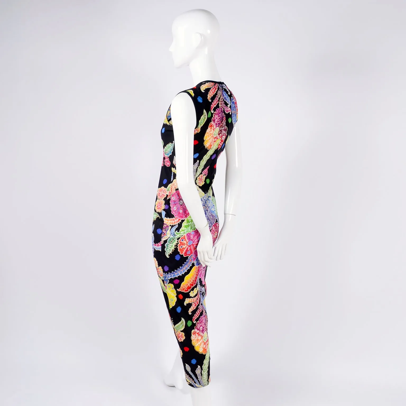 F/W 1993/94 Documented Gianni Versace Couture Black Floral Bodycon Dress