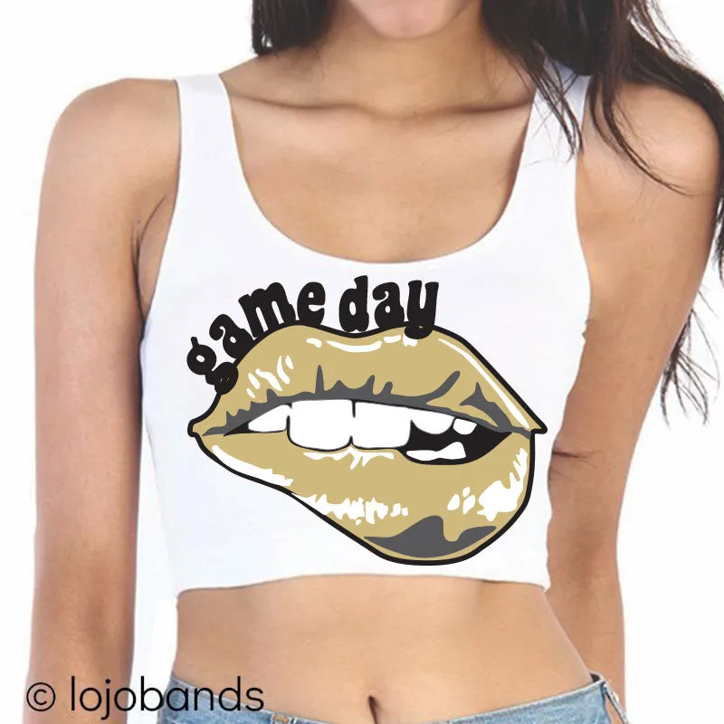 Game Day Lips Crop Tank Top