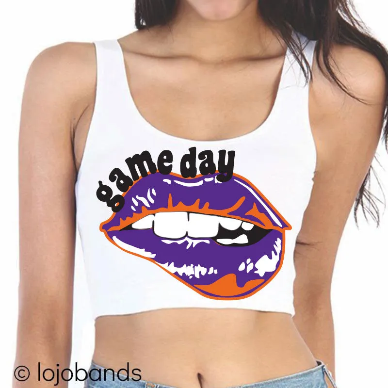 Game Day Lips Crop Tank Top