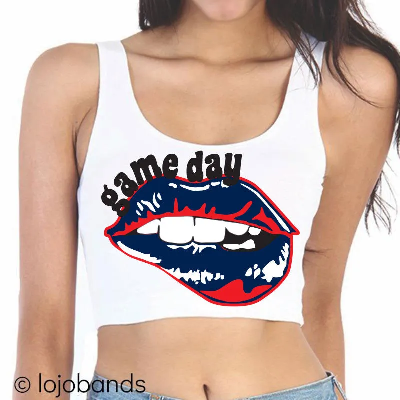 Game Day Lips Crop Tank Top