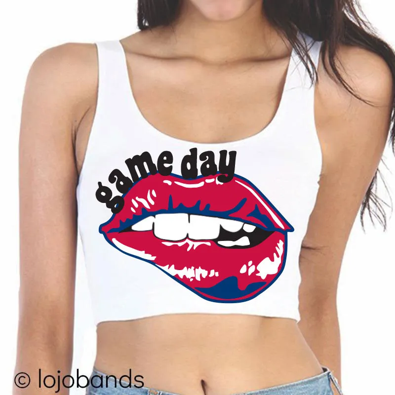 Game Day Lips Crop Tank Top