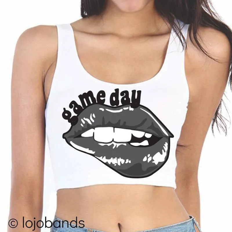 Game Day Lips Crop Tank Top