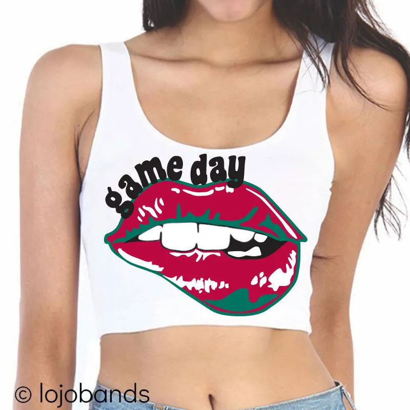 Game Day Lips Crop Tank Top