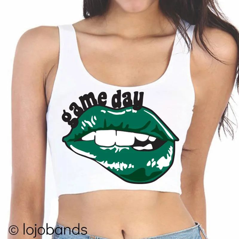 Game Day Lips Crop Tank Top