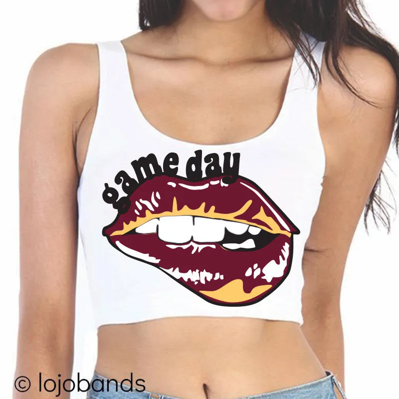 Game Day Lips Crop Tank Top