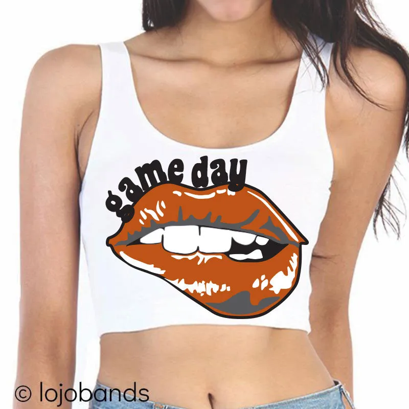 Game Day Lips Crop Tank Top