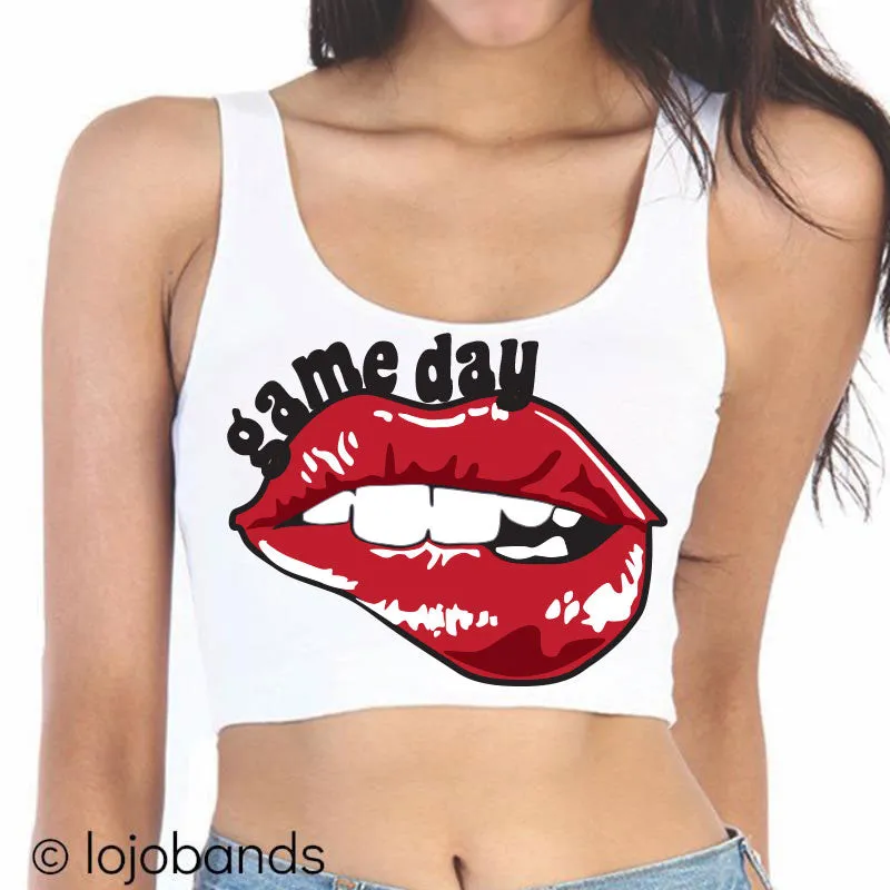 Game Day Lips Crop Tank Top