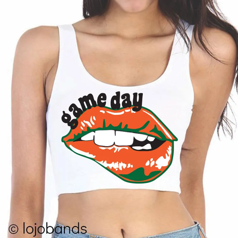 Game Day Lips Crop Tank Top
