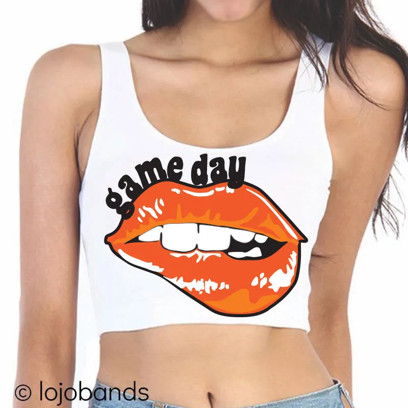 Game Day Lips Crop Tank Top