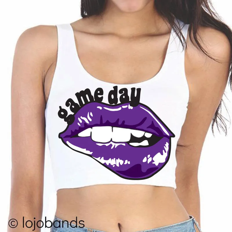 Game Day Lips Crop Tank Top