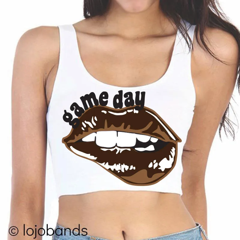 Game Day Lips Crop Tank Top