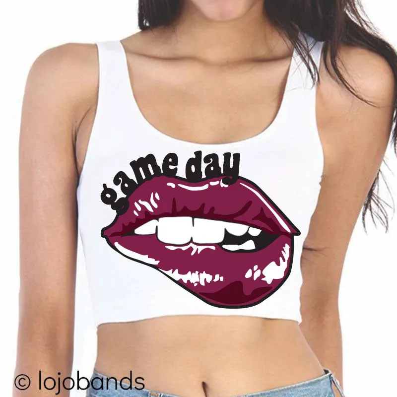 Game Day Lips Crop Tank Top