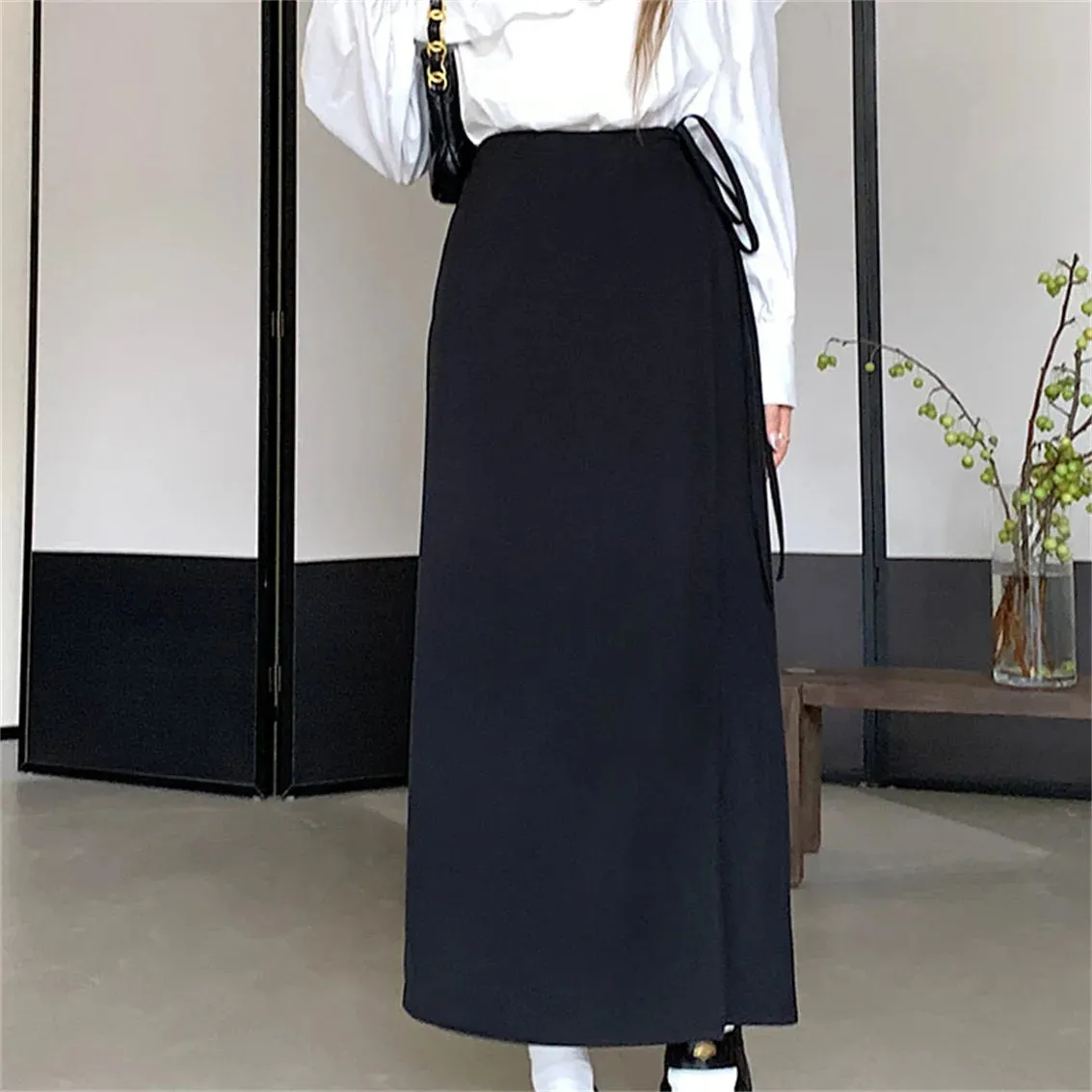 Girlary New Slim Mid-Length Skirts Women Autumn Chic Office Lady High Waist Casual Camping Solid Work Wear Gentle Bodycon