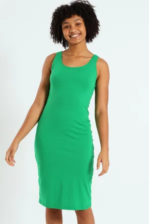 Girls Seamless Midi Bodycon Dress - Green