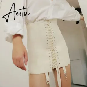 Gothic Y2K Vintage Mini Skirt Women Punk Patchwork Summer High Waist Skirt Bodycon Eyelet Lace Up Aesthetic Sexy Skirts