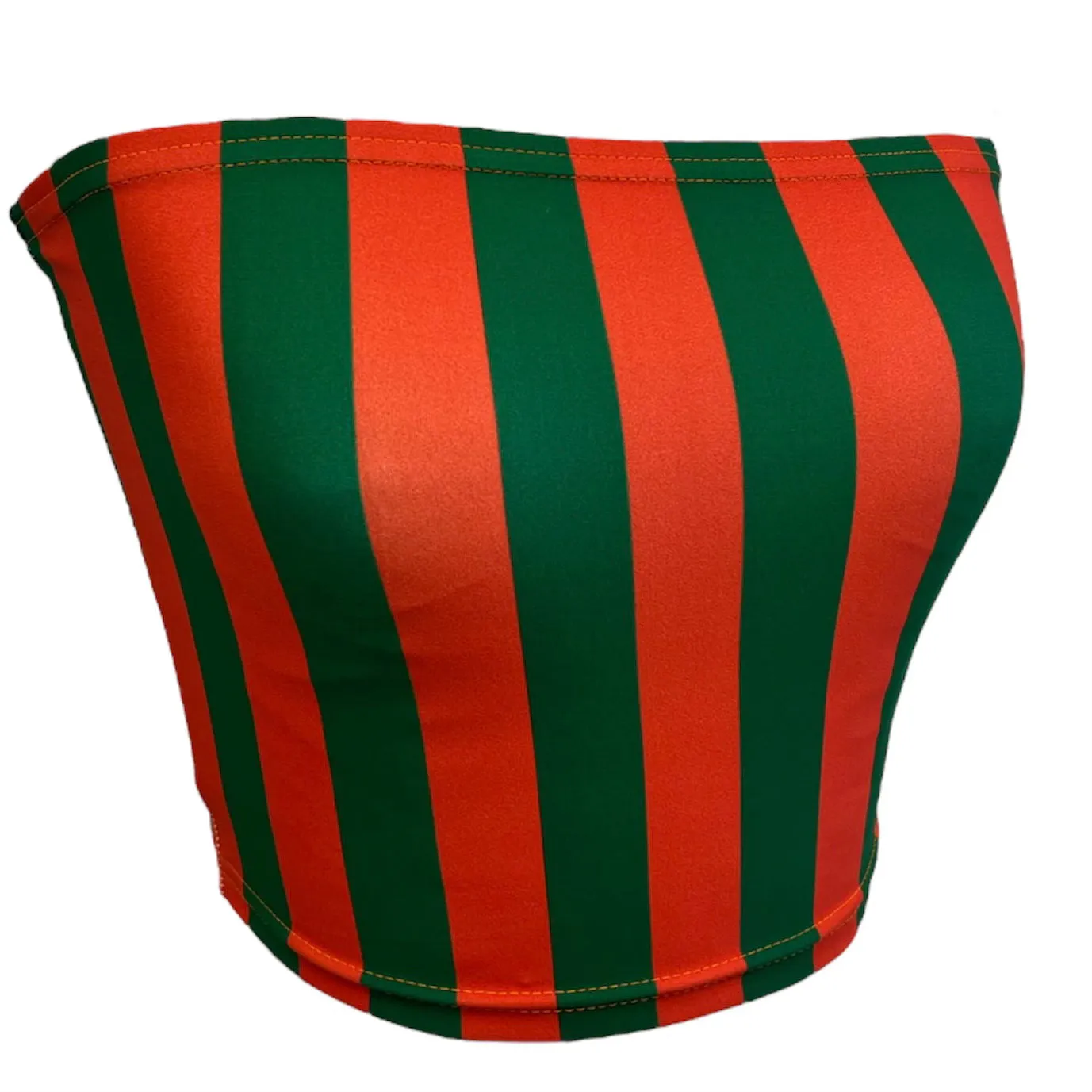 Green & Orange Striped Tube Top