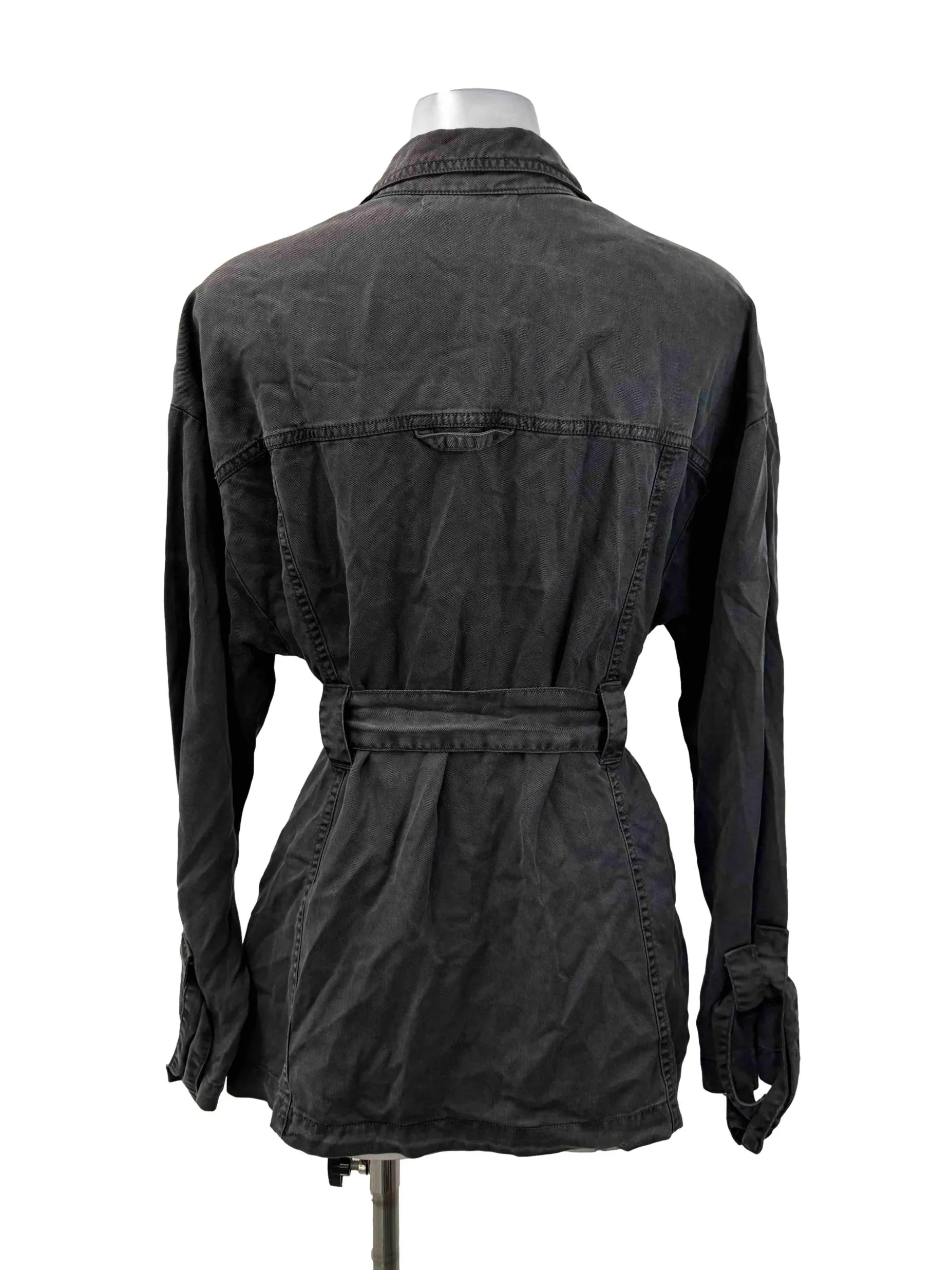 Grey Washed Button Blouse