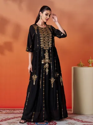Half Sleeve A-line Sequin Tulle Dress MES00450