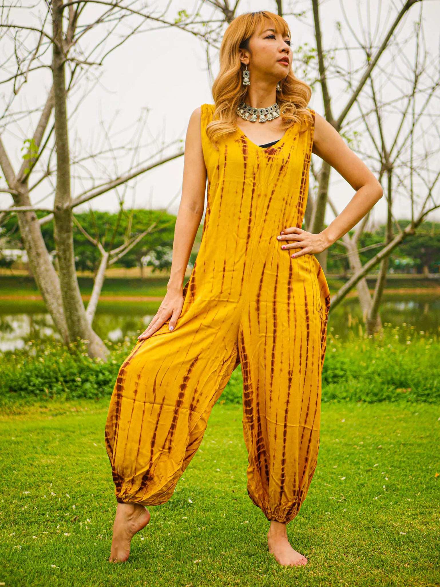 Hand Dyed  Hippie Racerback Jumpsuit Romper