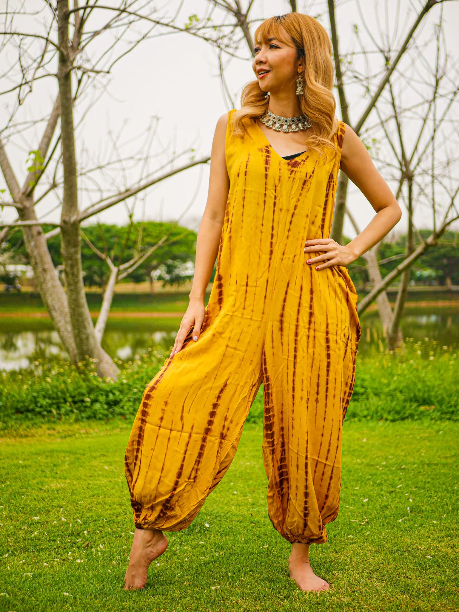 Hand Dyed  Hippie Racerback Jumpsuit Romper