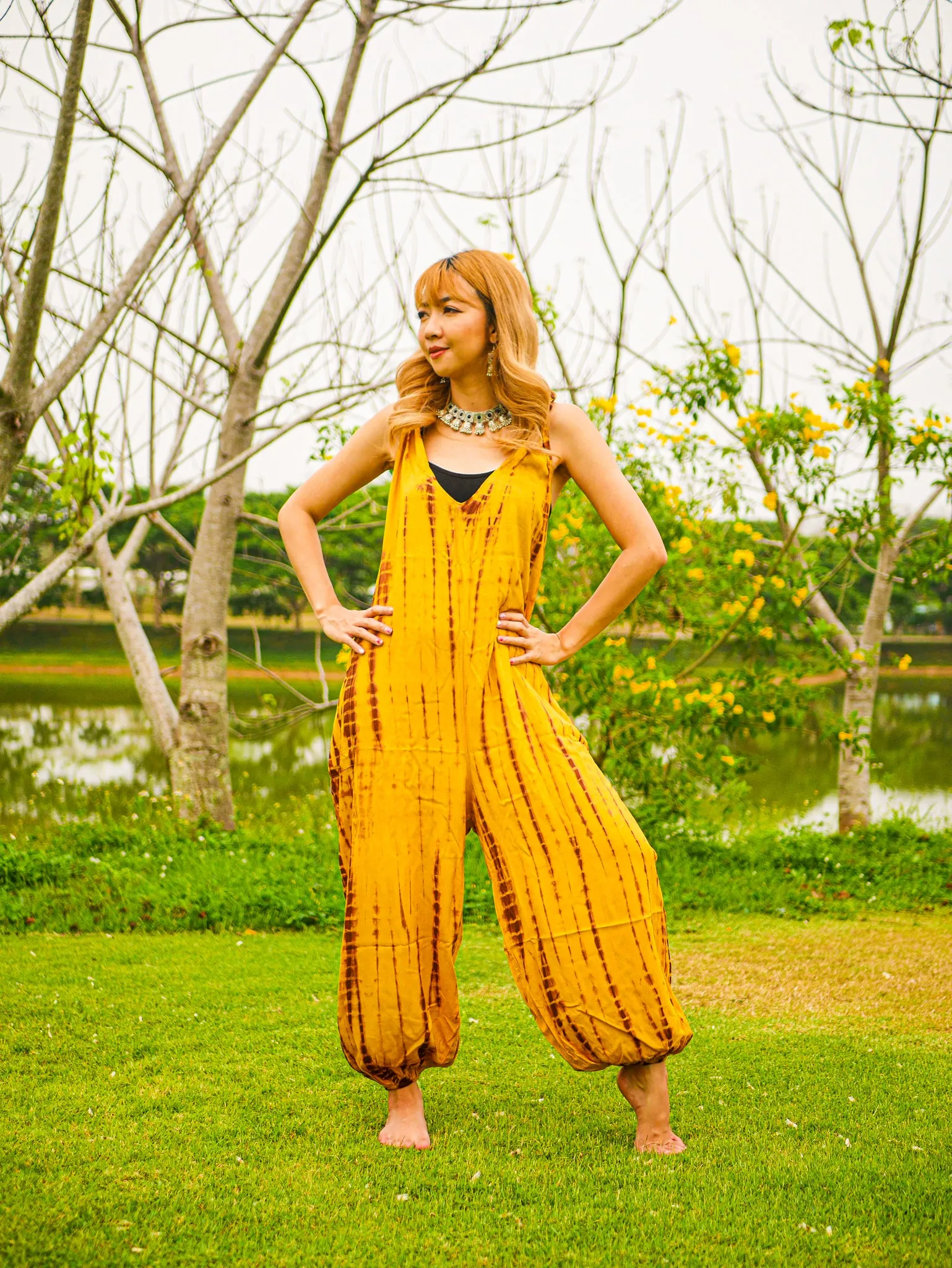 Hand Dyed  Hippie Racerback Jumpsuit Romper