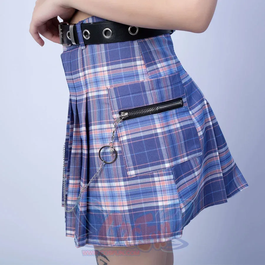 Harajuku Plaid JK Skirt Women High Waist Mini Tennis A-line Skirts J30084