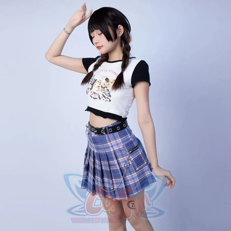 Harajuku Plaid JK Skirt Women High Waist Mini Tennis A-line Skirts J30084