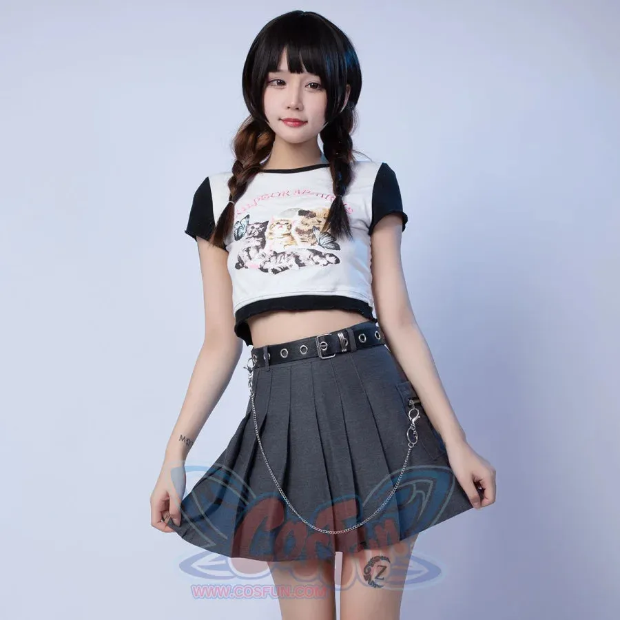 Harajuku Plaid JK Skirt Women High Waist Mini Tennis A-line Skirts J30084