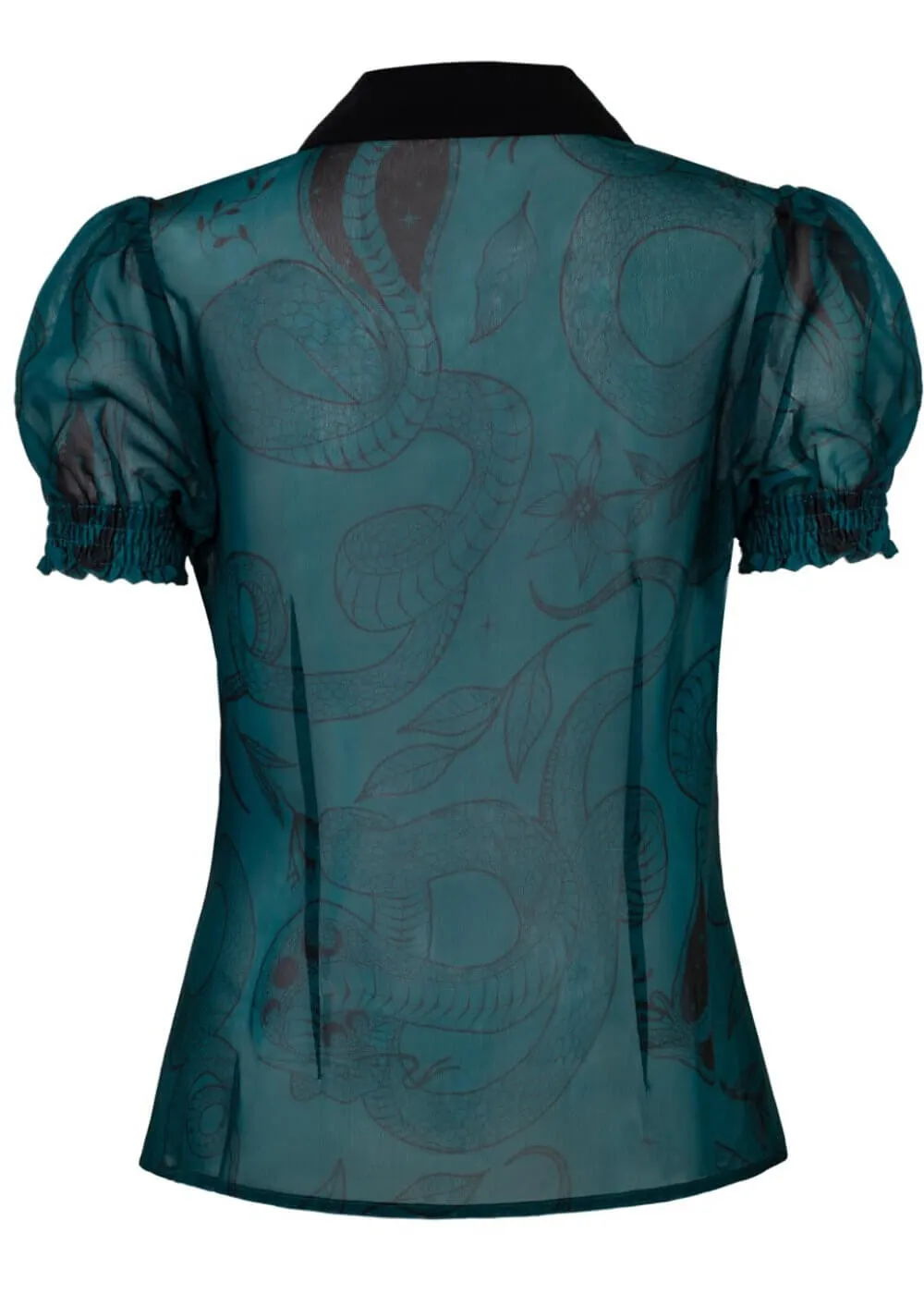 Hell Bunny Venom Snake 40's Blouse Green