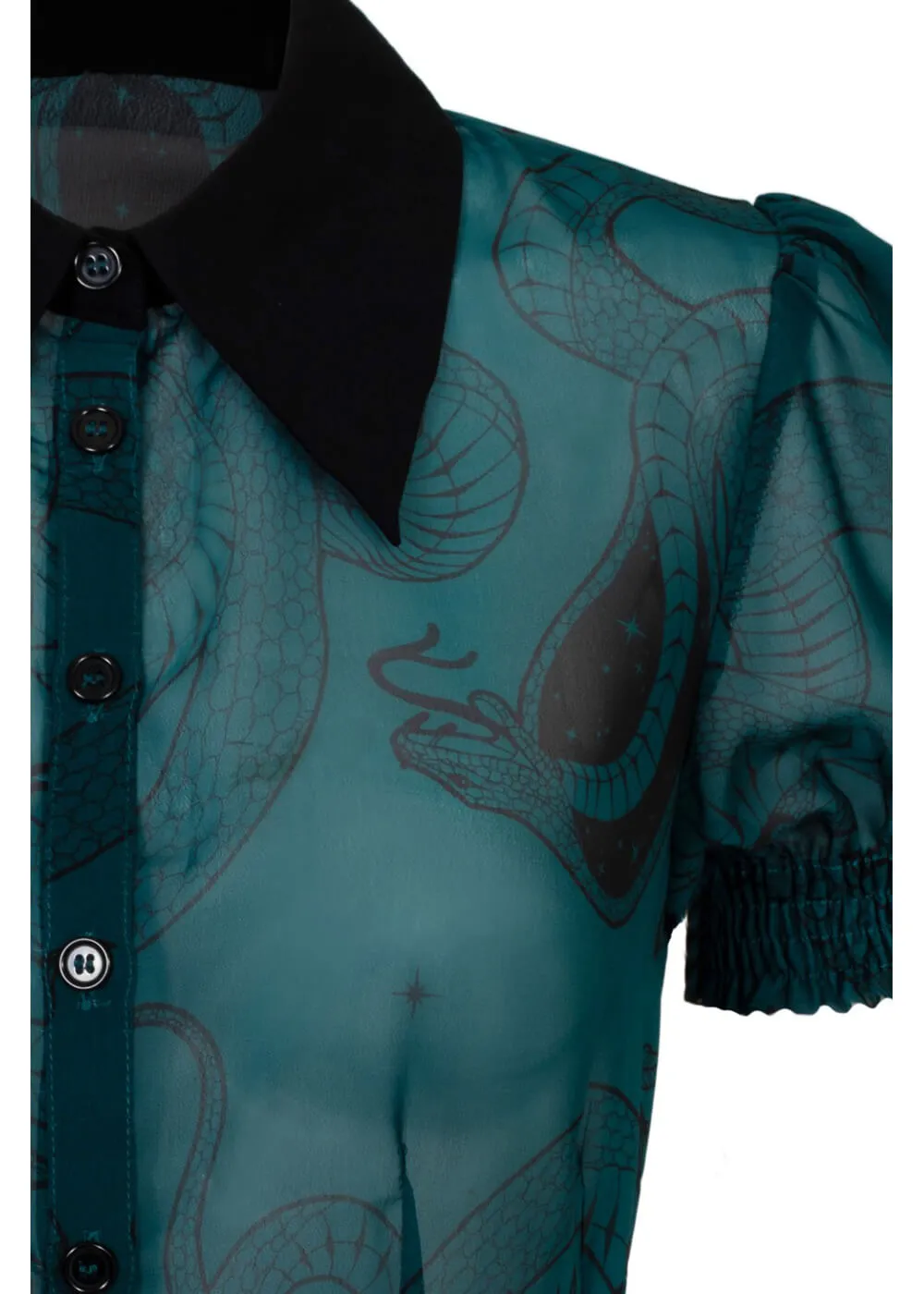 Hell Bunny Venom Snake 40's Blouse Green