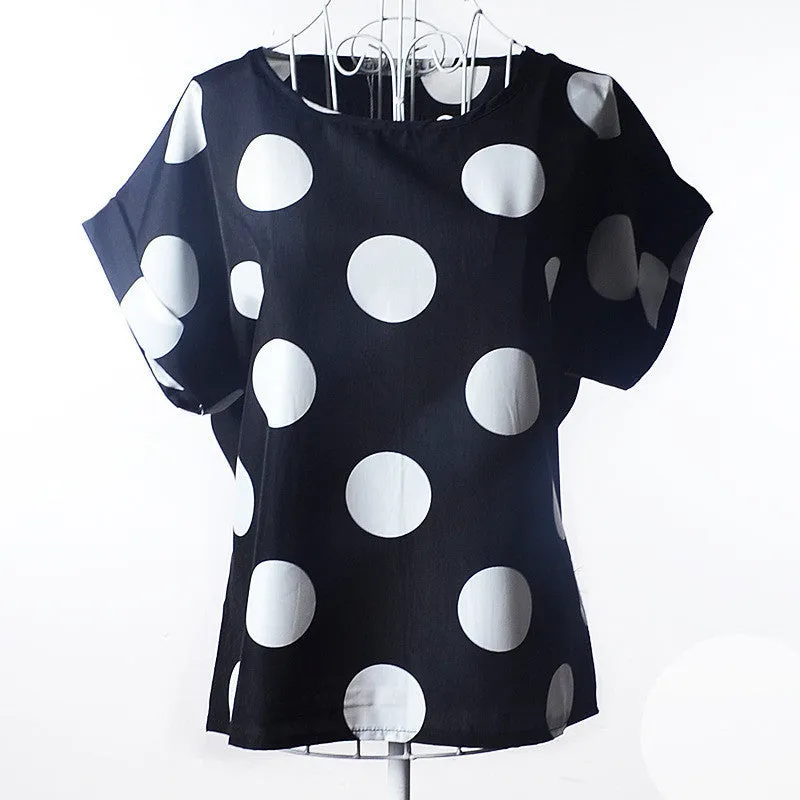High Heart Printed Women Blouses Short Sleeve Chiffon Blouse Plus Size Tops Shirt Women