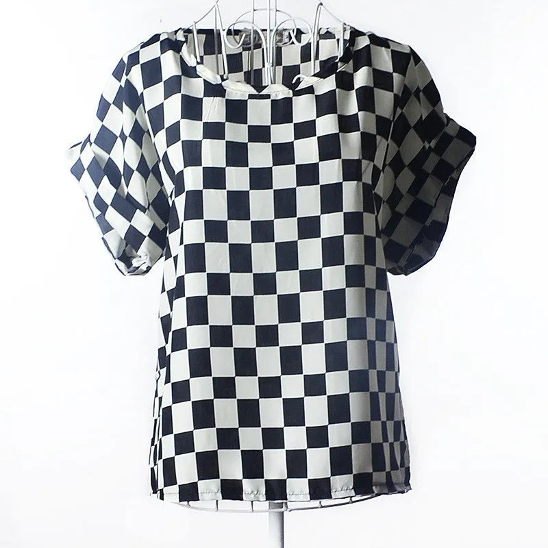High Heart Printed Women Blouses Short Sleeve Chiffon Blouse Plus Size Tops Shirt Women