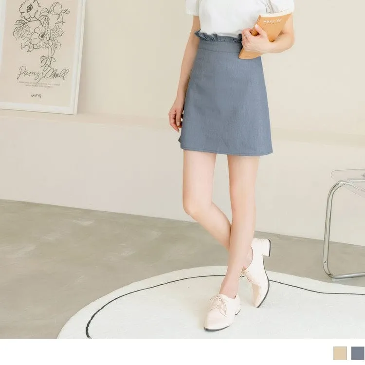 HIGH WAIST ELASTIC WAIST A-LINE MINI SKIRTS