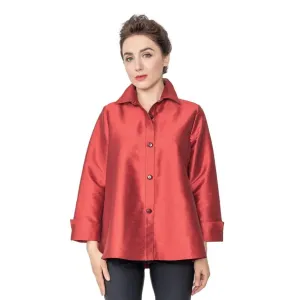 IC Collection Button Front Blouse in Burgundy- 4442J-DRD