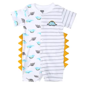 Infant Boys Romper Fancy Dino - White | Bachaa Party Baby Clothes Rompers
