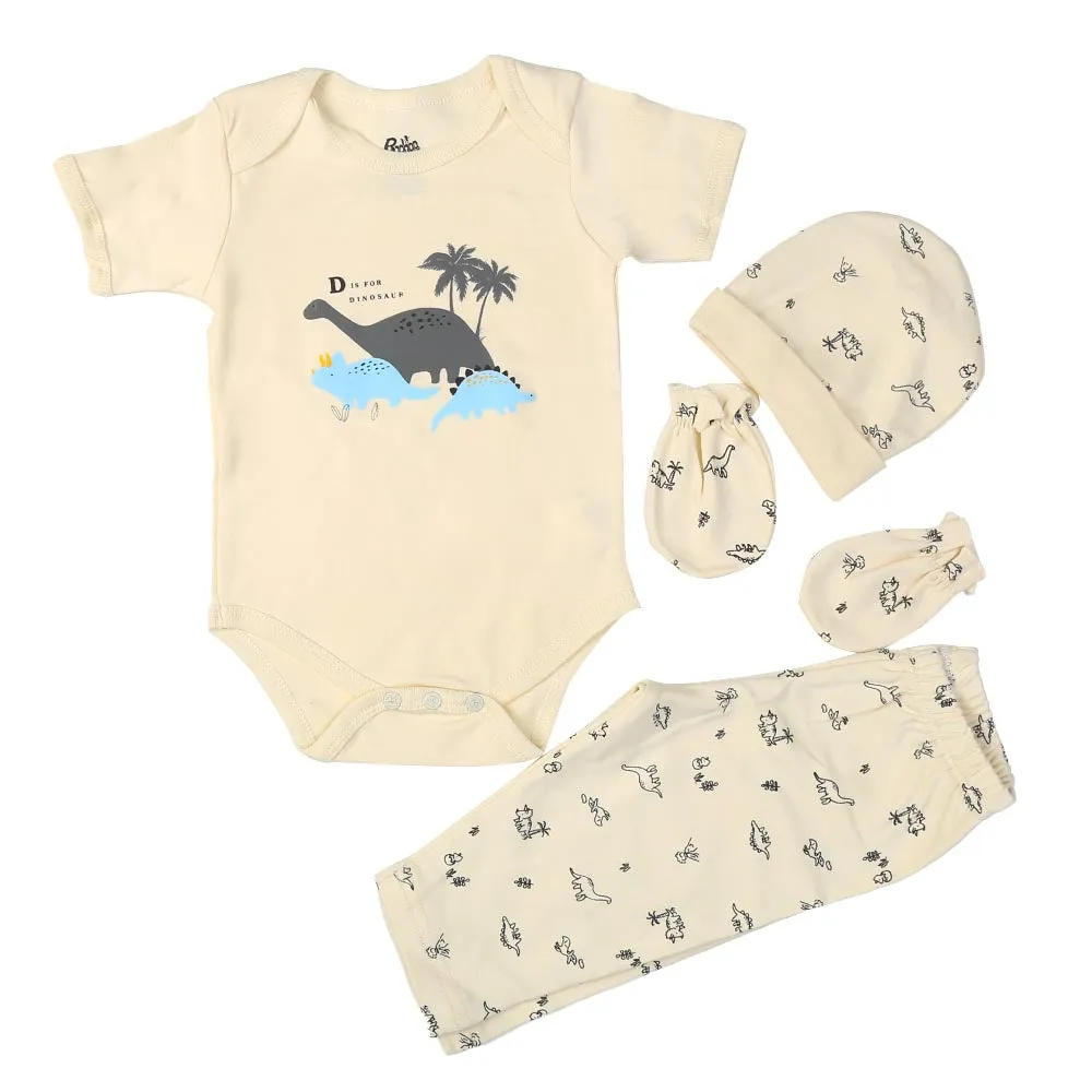 Infant Boys Set 4Pc Dino - A.White | Bachaa Party Baby Clothes Rompers