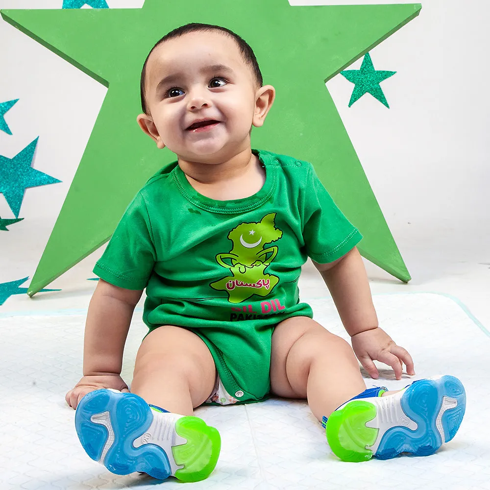 Infants Boys Basic Romper Dil Dil Pakistan - Fern Green | Bachaa Party Baby Clothes Rompers