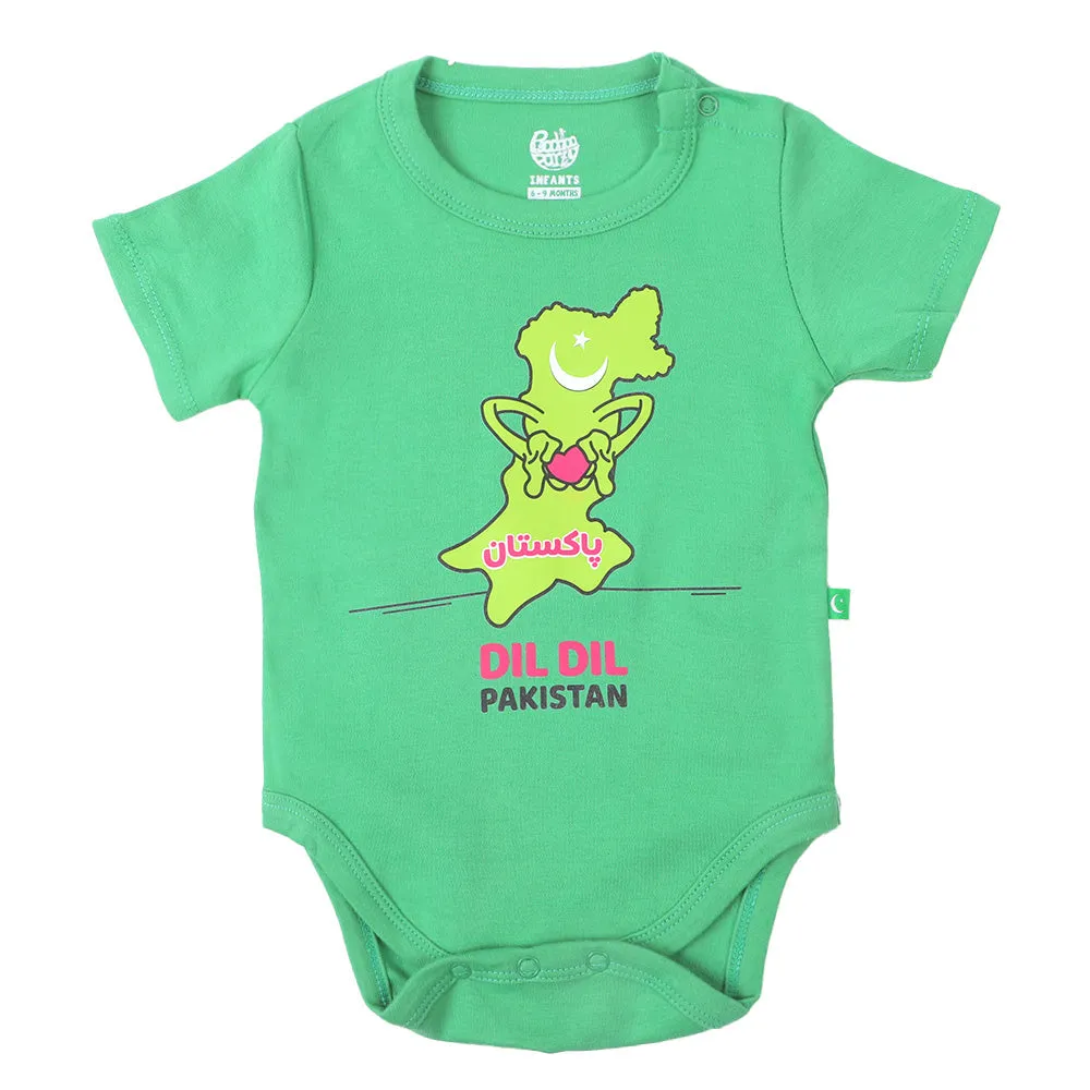 Infants Boys Basic Romper Dil Dil Pakistan - Fern Green | Bachaa Party Baby Clothes Rompers