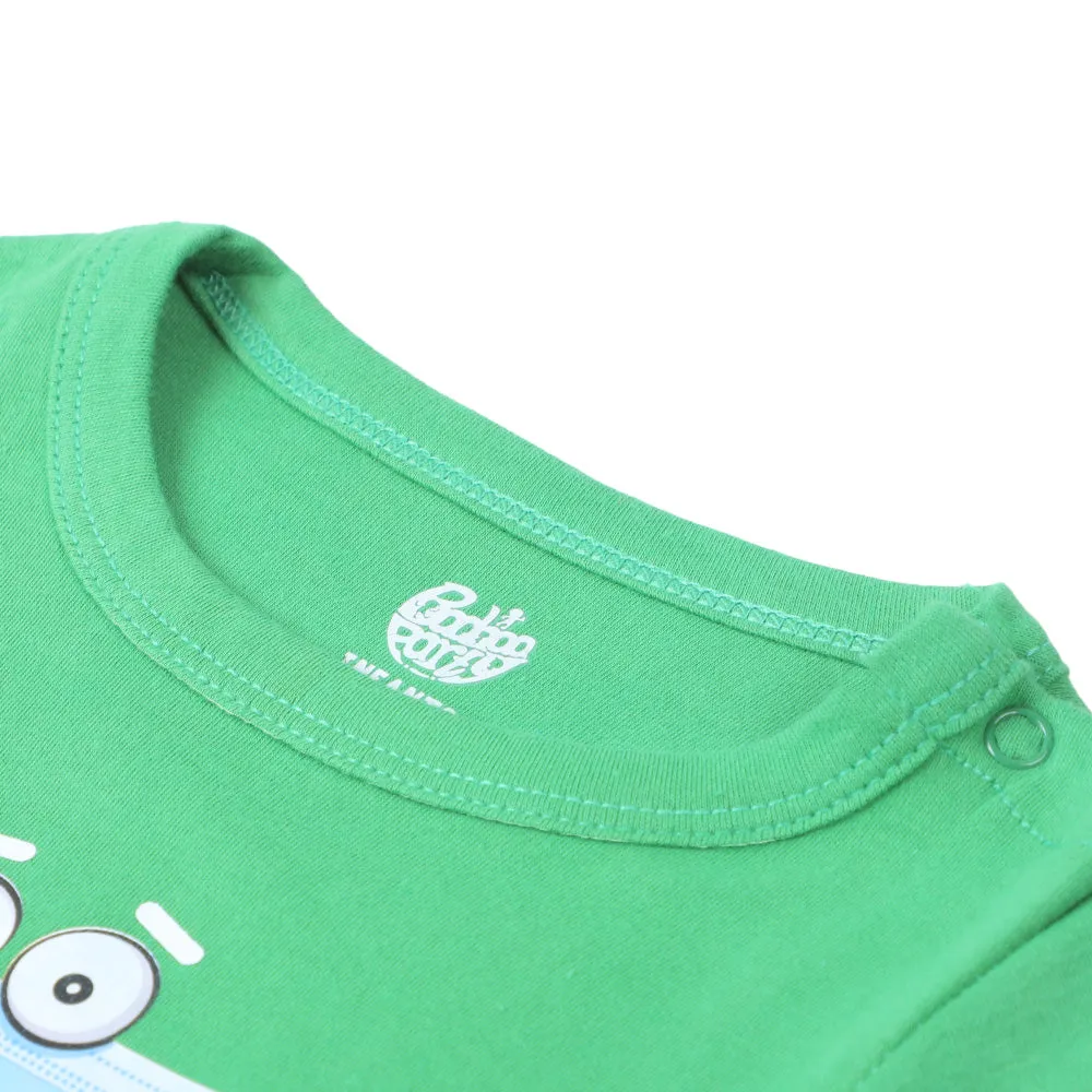 Infants Boys Basic Romper Protect Yourself - Fern Green | Bachaa Party Baby Clothes Rompers