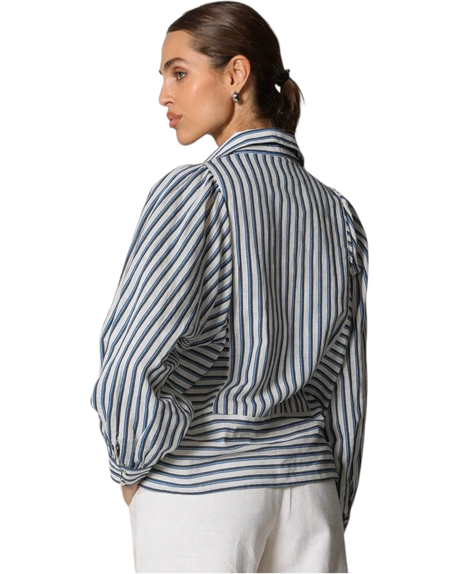 Isadora Button Front Blouse | Vintage Blue