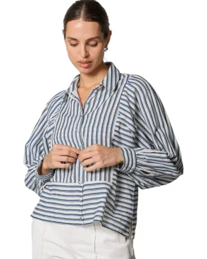 Isadora Button Front Blouse | Vintage Blue