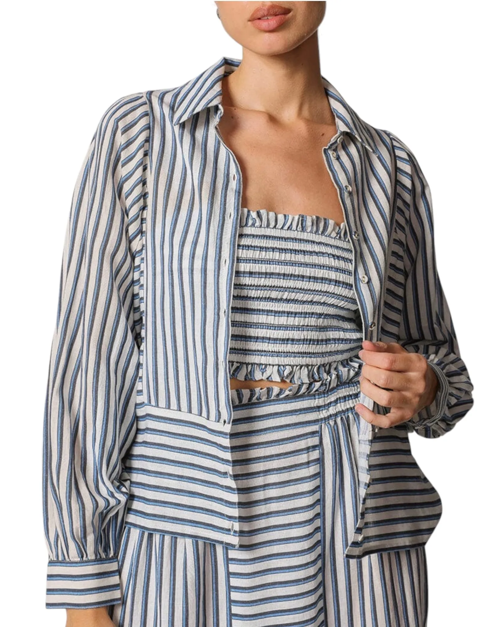 Isadora Button Front Blouse | Vintage Blue